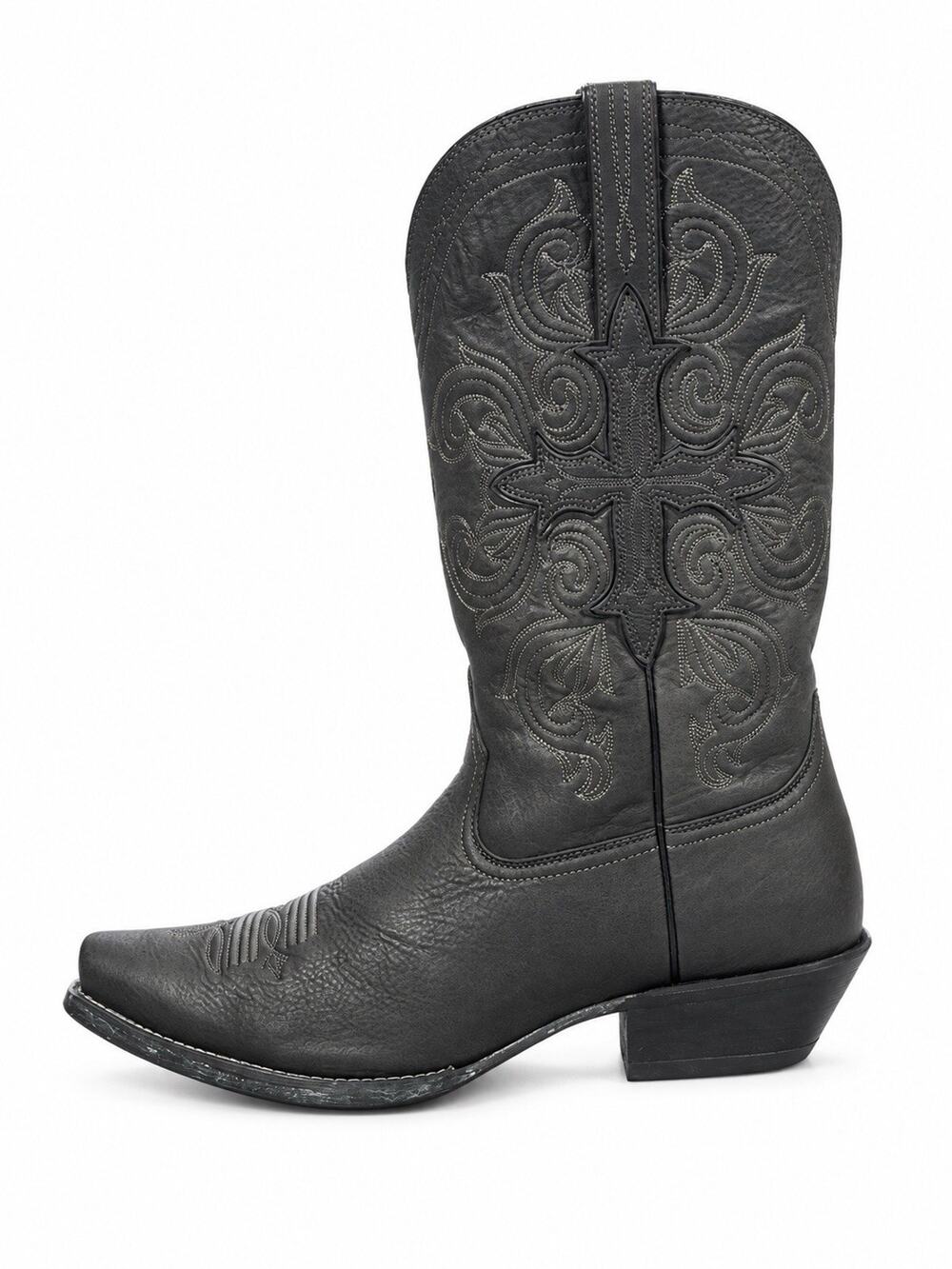 Ariat Fearless Mens 13D Vintage Black Leather Cowboy Boots Western Cross Overlay